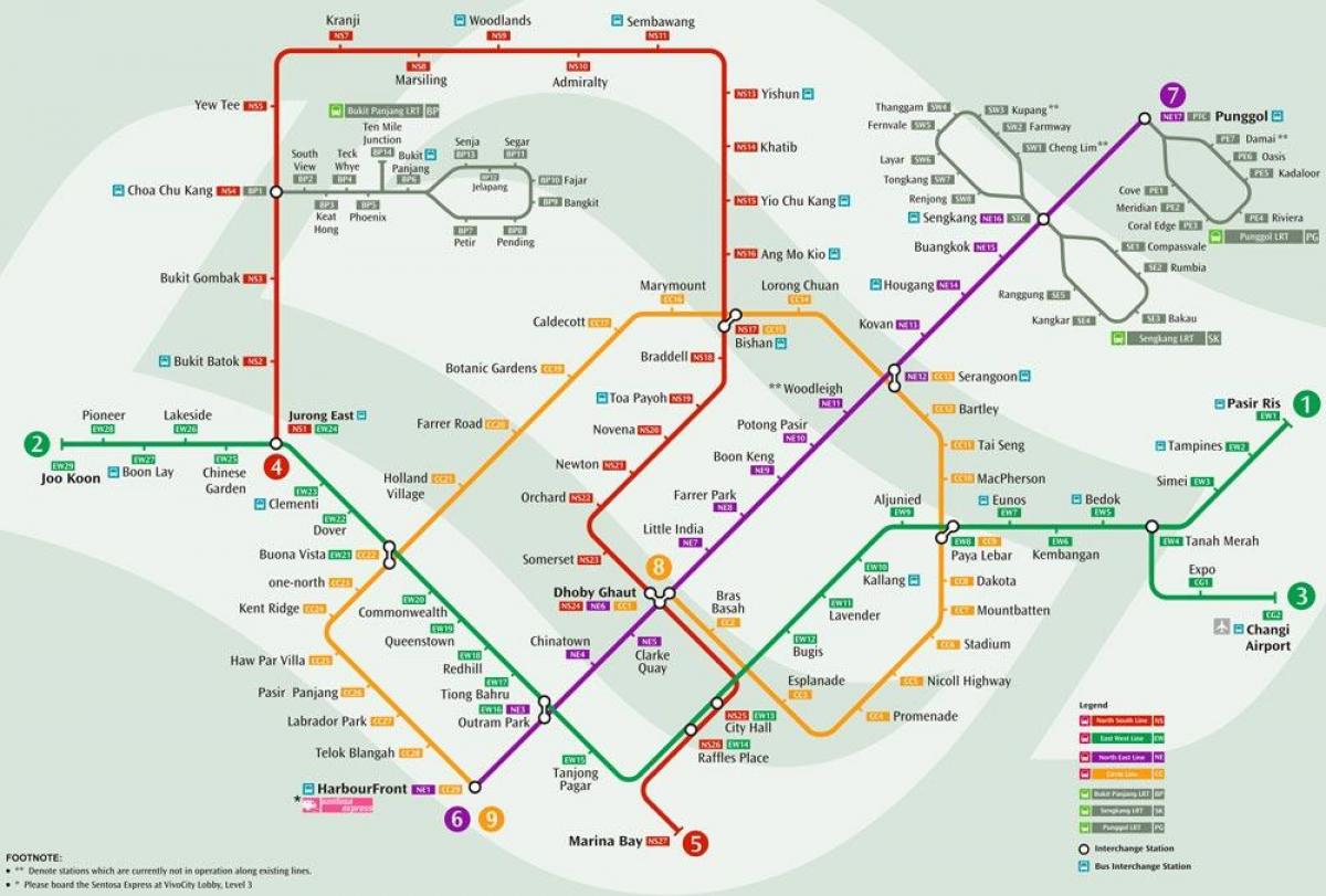 hệ thống tàu điện ngầm bản đồ Singapore