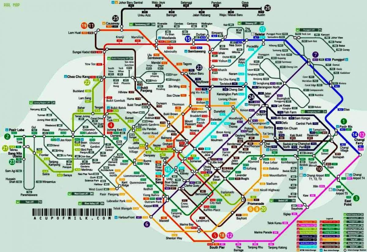 tàu điện ngầm bản đồ đường Singapore