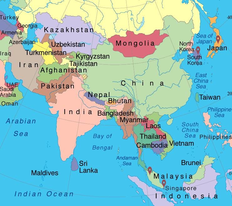 Singapore bản đồ châu á