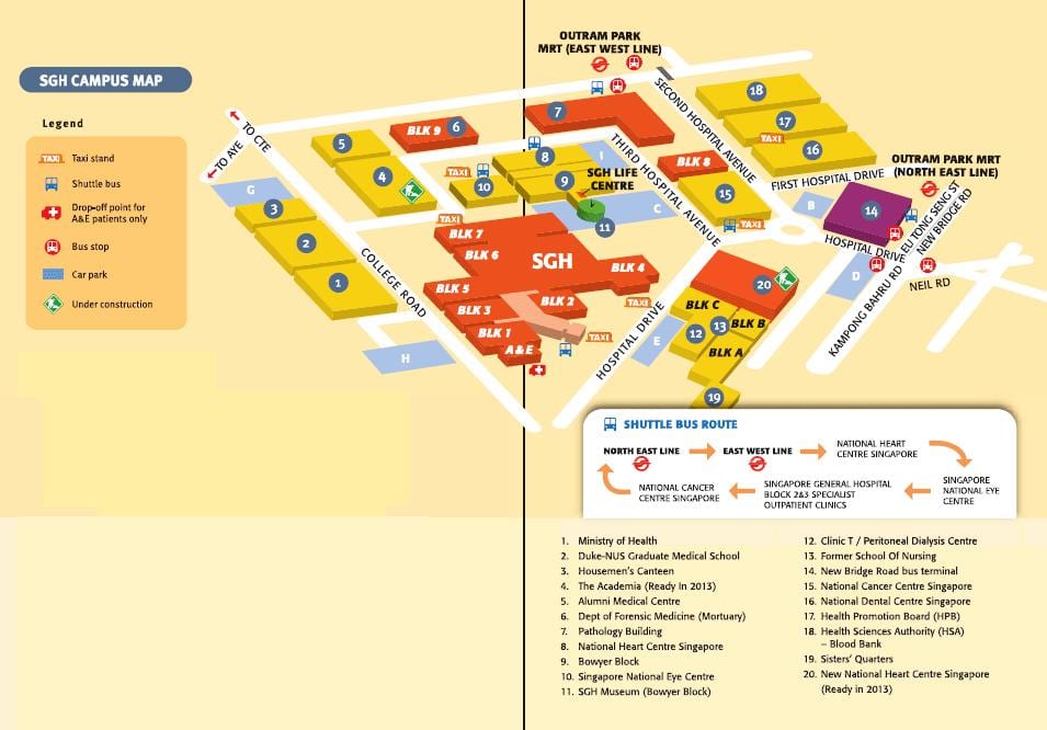 Bệnh Viện đa khoa Singapore bản đồ
