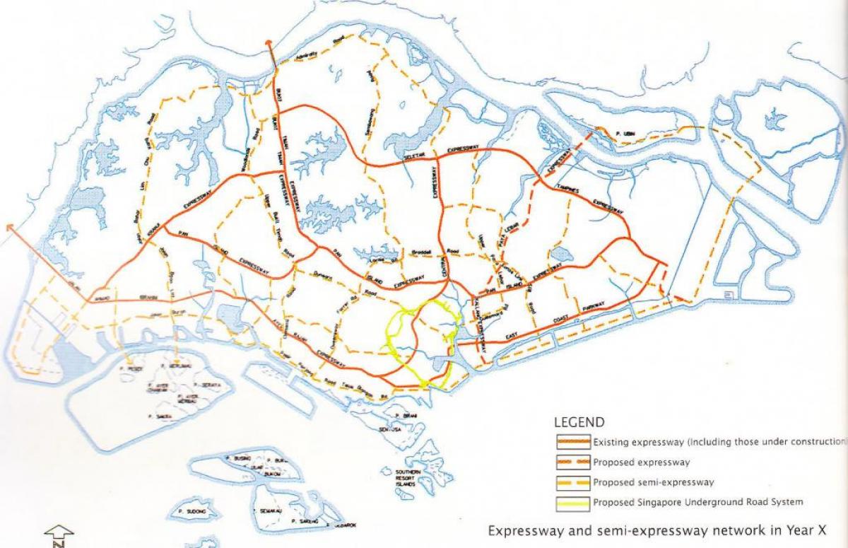 Singapore bản đồ đường cao tốc