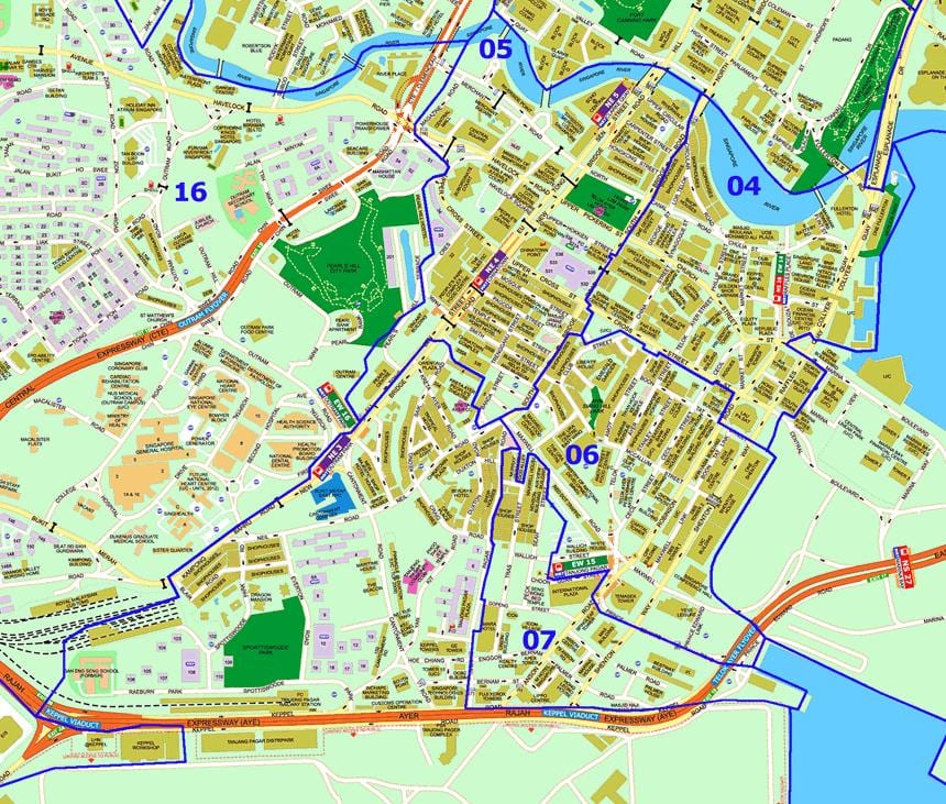 Singapore phố mục bản đồ