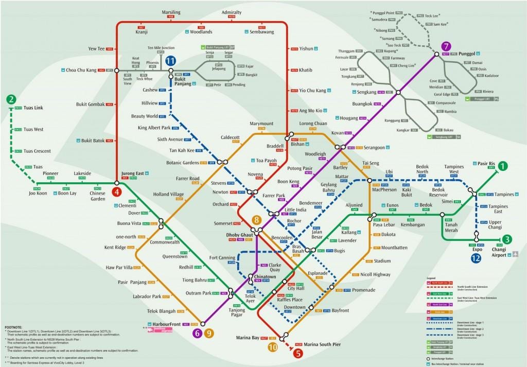 tàu điện ngầm bản đồ Singapore