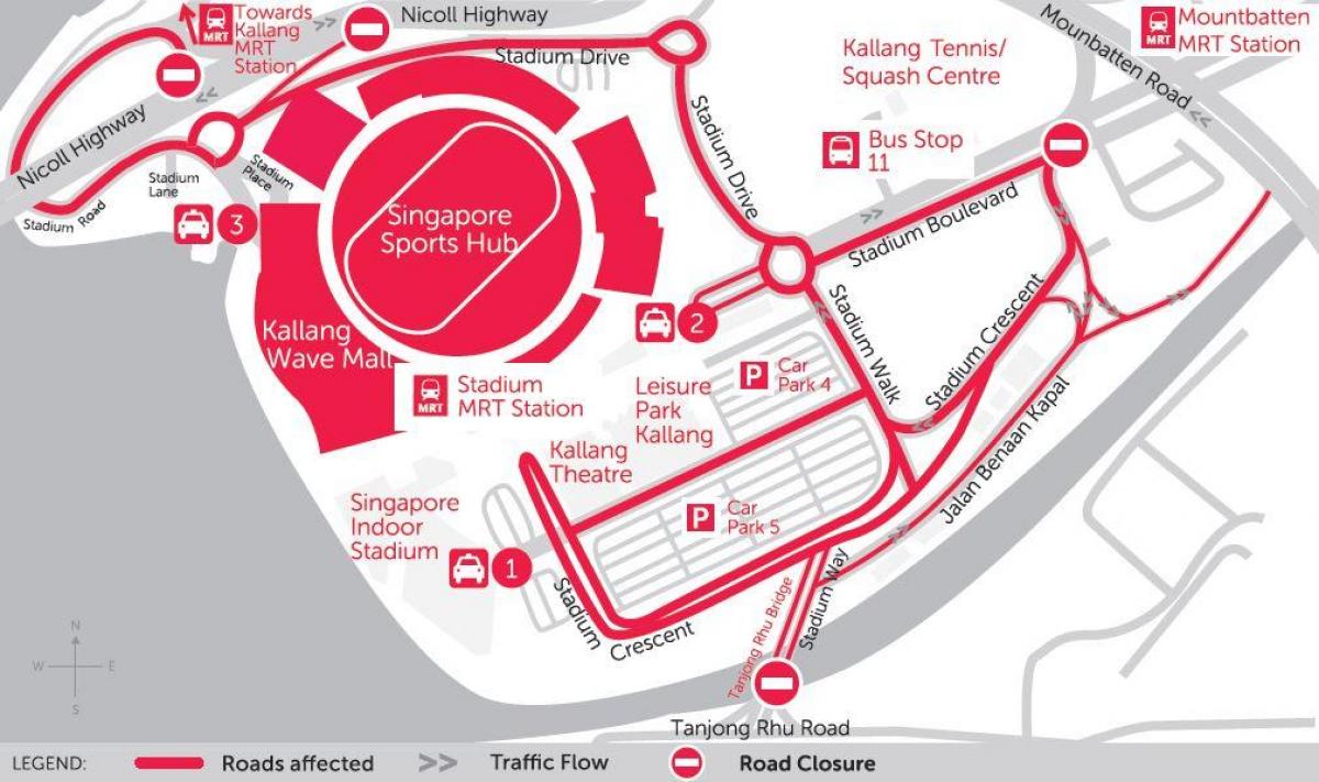 bản đồ của trung tâm thể thao Singapore