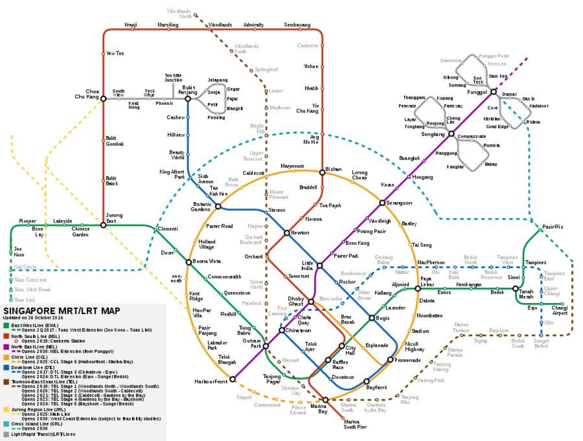 Singapore hệ thống tàu điện ngầm bản đồ